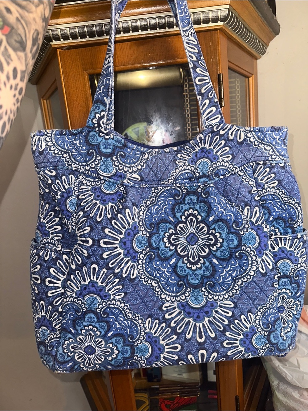 Vera Bradley Blue Quilted Floral Medallion Tote